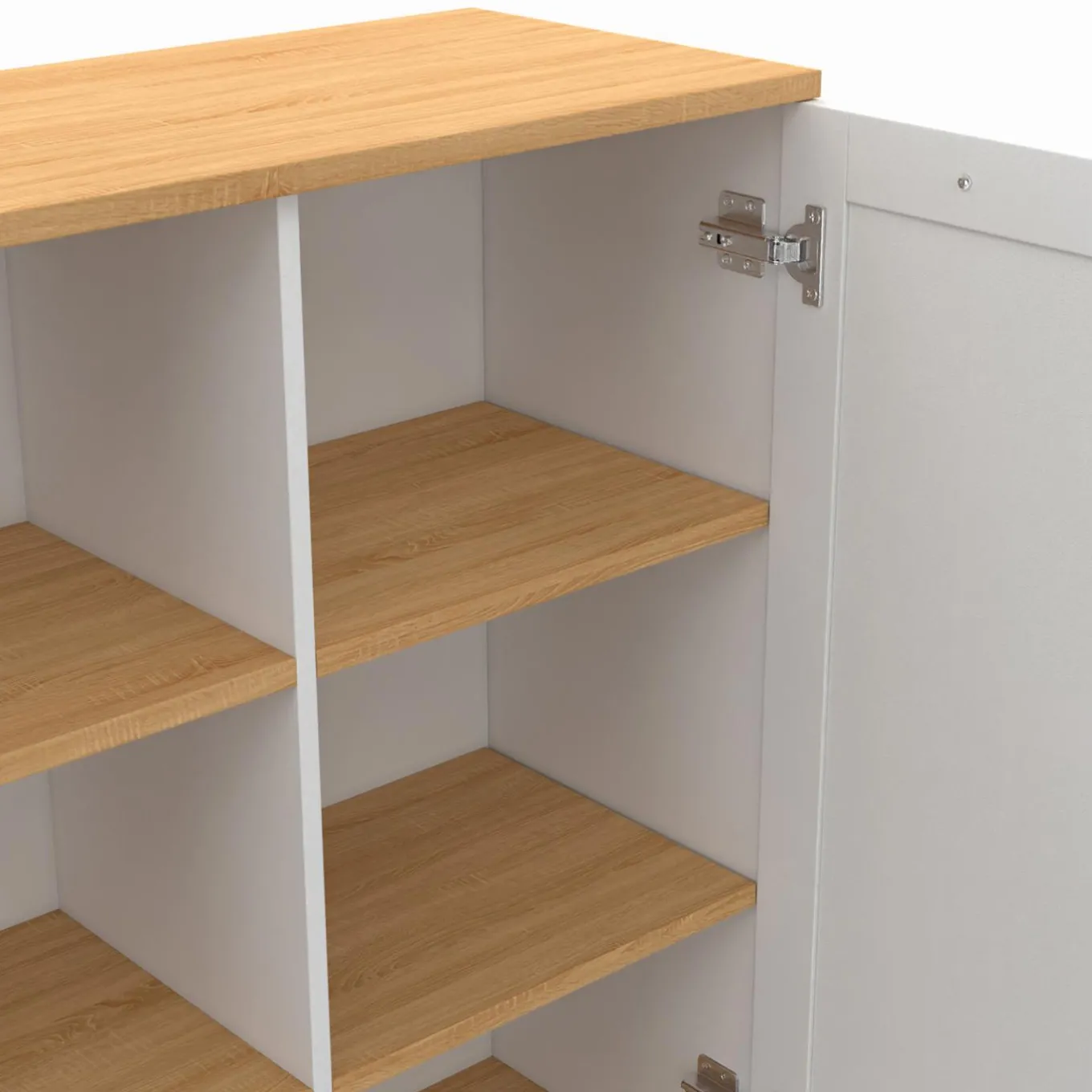 IDMarket Buffet d'appoint blanc et bois* Collection Contemporaine|Petits Meubles