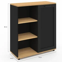 IDMarket Buffet d'appoint noir et bois* Collection Contemporaine|Petits Meubles