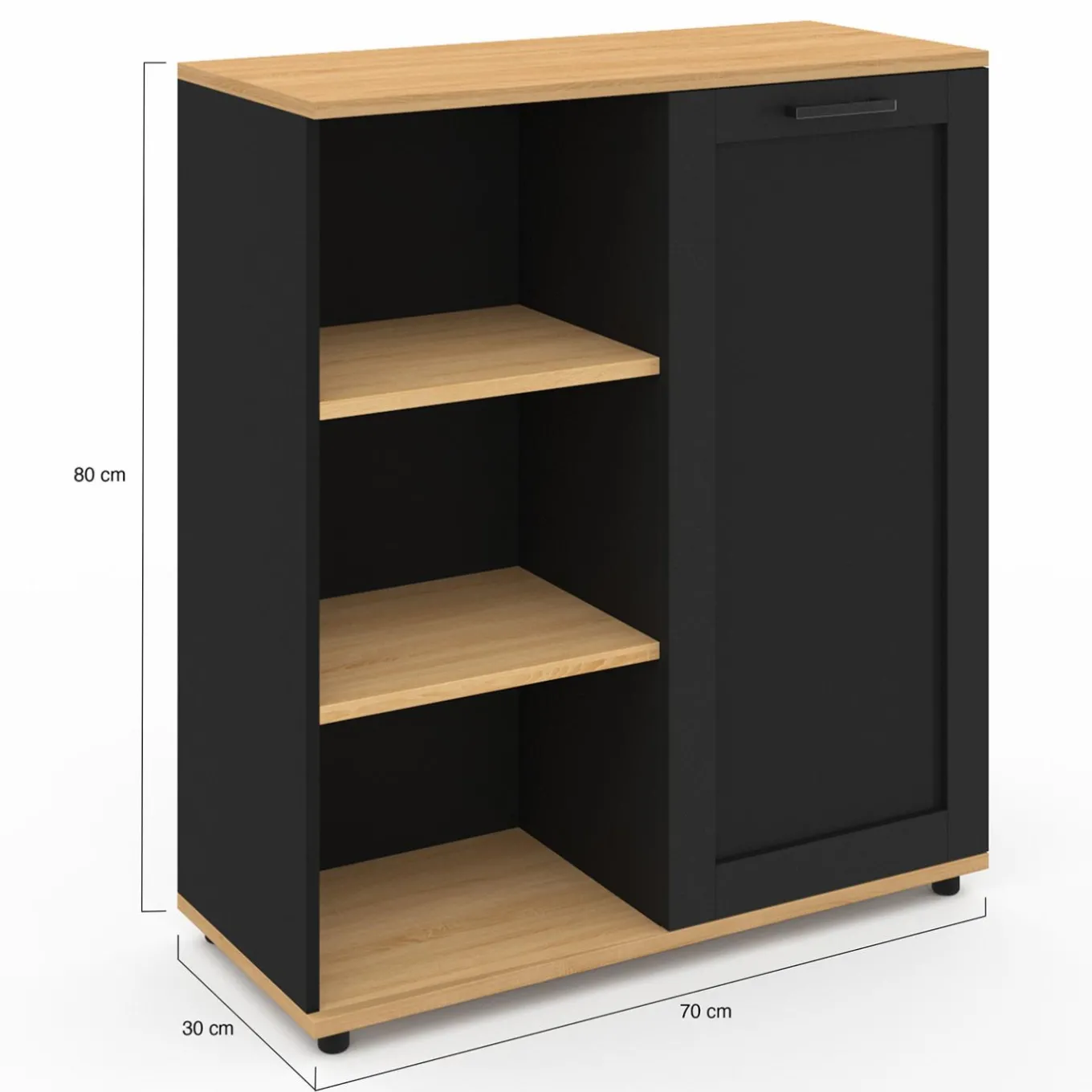 IDMarket Buffet d'appoint noir et bois* Collection Contemporaine|Petits Meubles