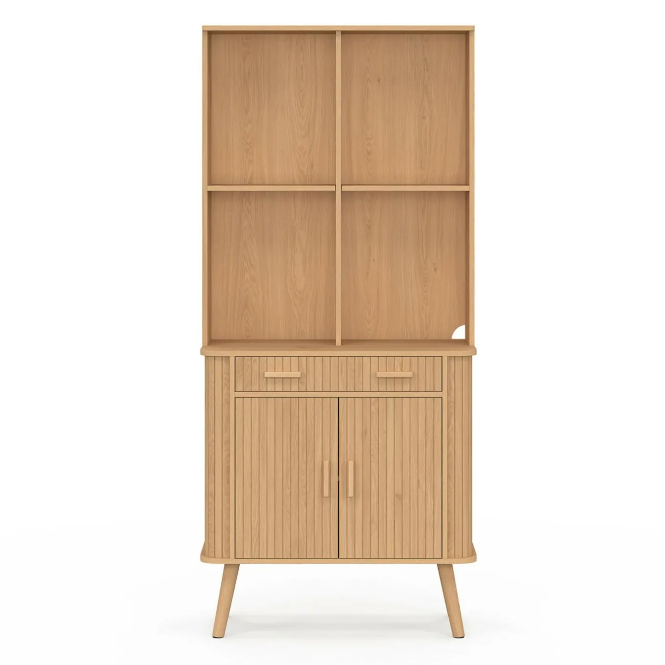 IDMarket Buffet de cuisine 80 CM 2 portes + tiroir effet lattes tasseau de bois* Collection Contemporaine|Buffets De Cuisine