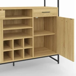 IDMarket Buffet de cuisine 5 portes et range-bouteilles design industriel 120 cm* Meubles Tiroirs|Meubles Hauts