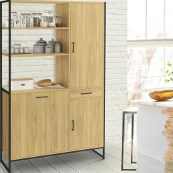 IDMarket Buffet de cuisine avec colonne de rangement 3 portes design industriel* Buffets De Cuisine