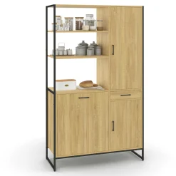 IDMarket Buffet de cuisine avec colonne de rangement 3 portes design industriel* Buffets De Cuisine