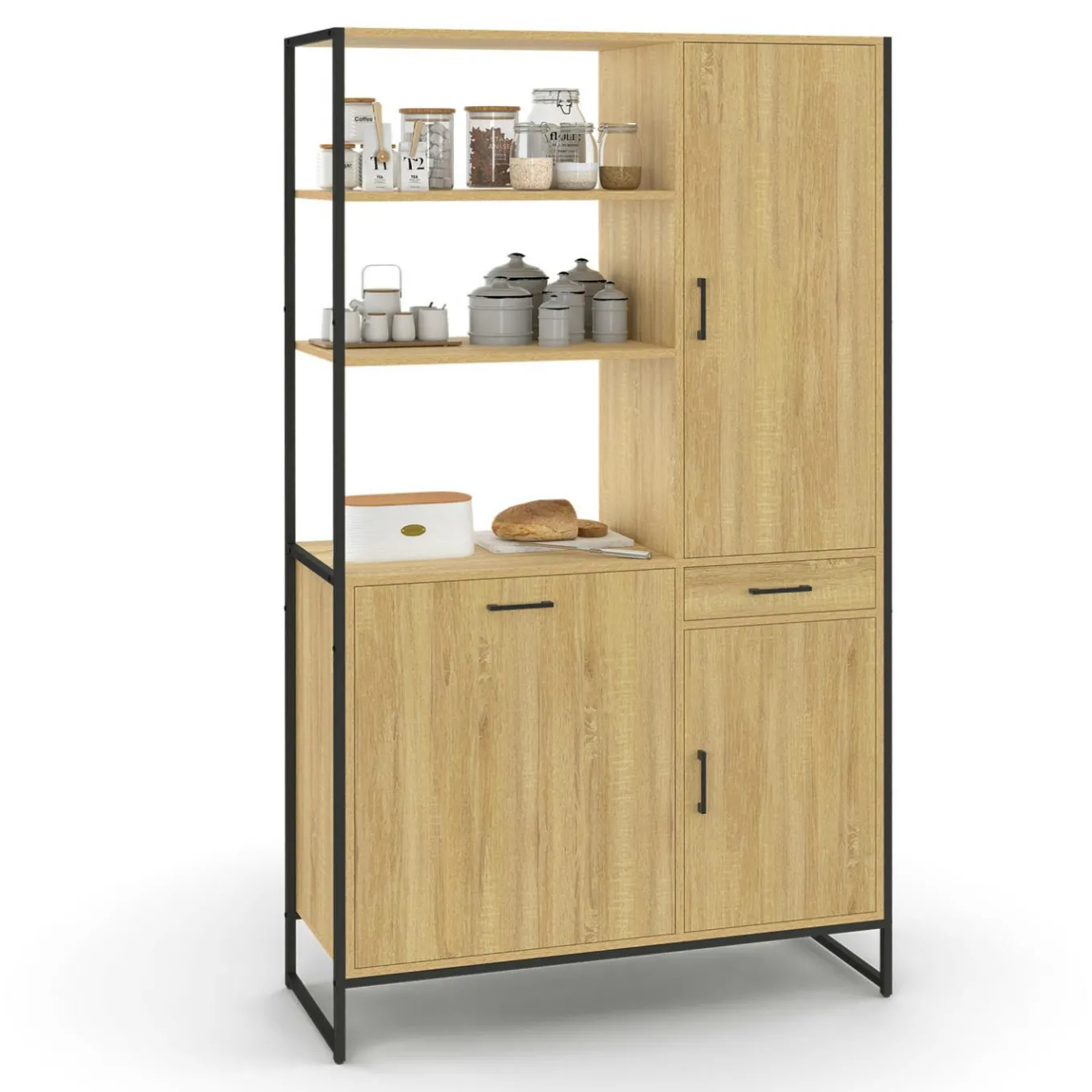 IDMarket Buffet de cuisine avec colonne de rangement 3 portes design industriel* Buffets De Cuisine