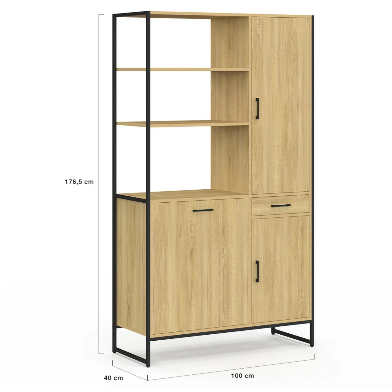 IDMarket Buffet de cuisine avec colonne de rangement 3 portes design industriel* Buffets De Cuisine