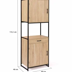 IDMarket Buffet de cuisine industriel bois et métal 60 cm* Meubles Tiroirs|Meubles Hauts