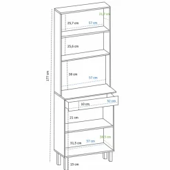 IDMarket Buffet de cuisine vaisselier noir et bois façon hêtre 60 cm* Meubles Tiroirs|Meubles Hauts