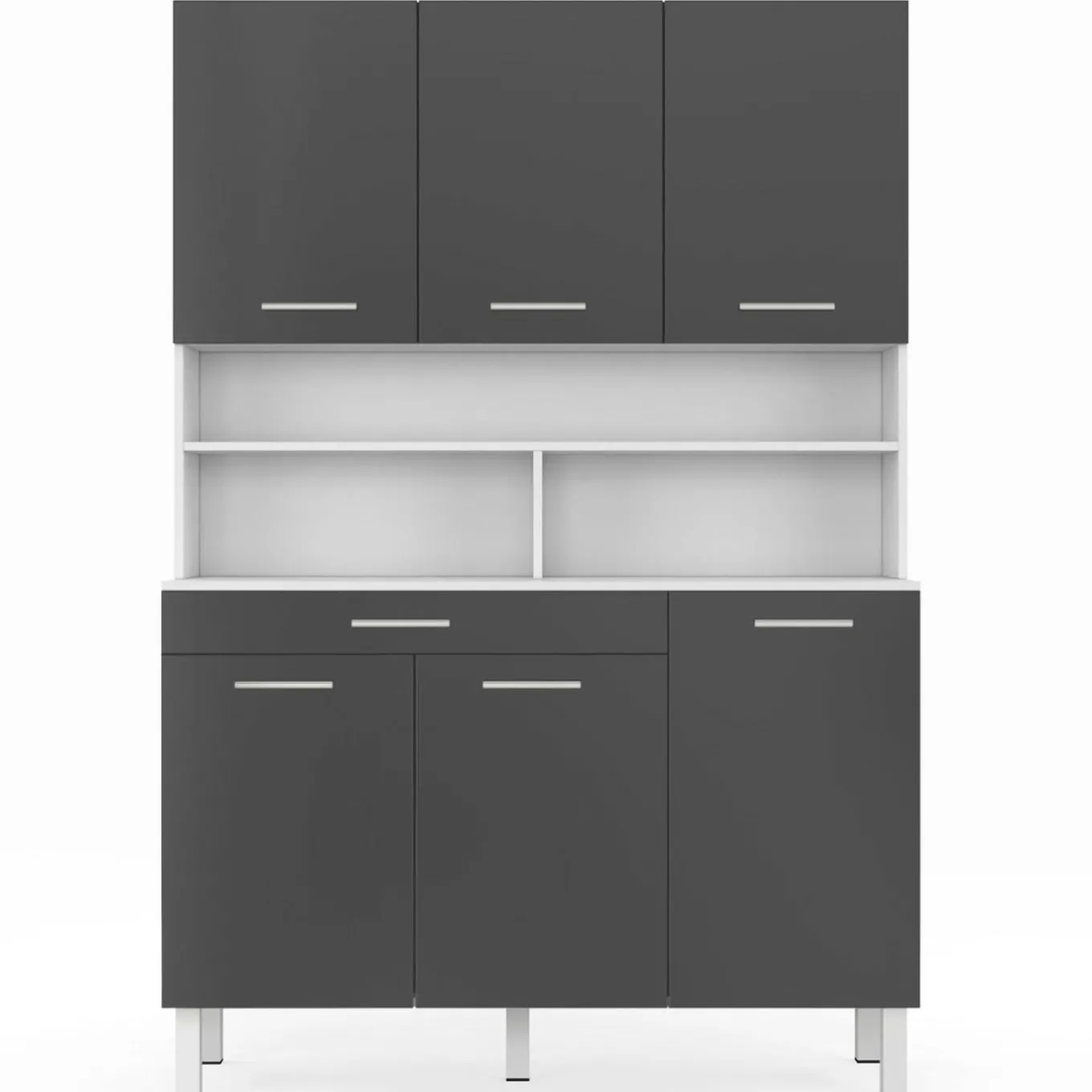 IDMarket Buffet de cuisine vaisselier gris et blanc 120 cm* Meubles Tiroirs|Collection Design