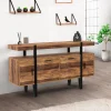 IDMarket Buffet de salon industriel 4 portes bois et noir* Collection Vintage|Buffets