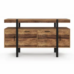 IDMarket Buffet de salon industriel 4 portes bois et noir* Collection Vintage|Buffets