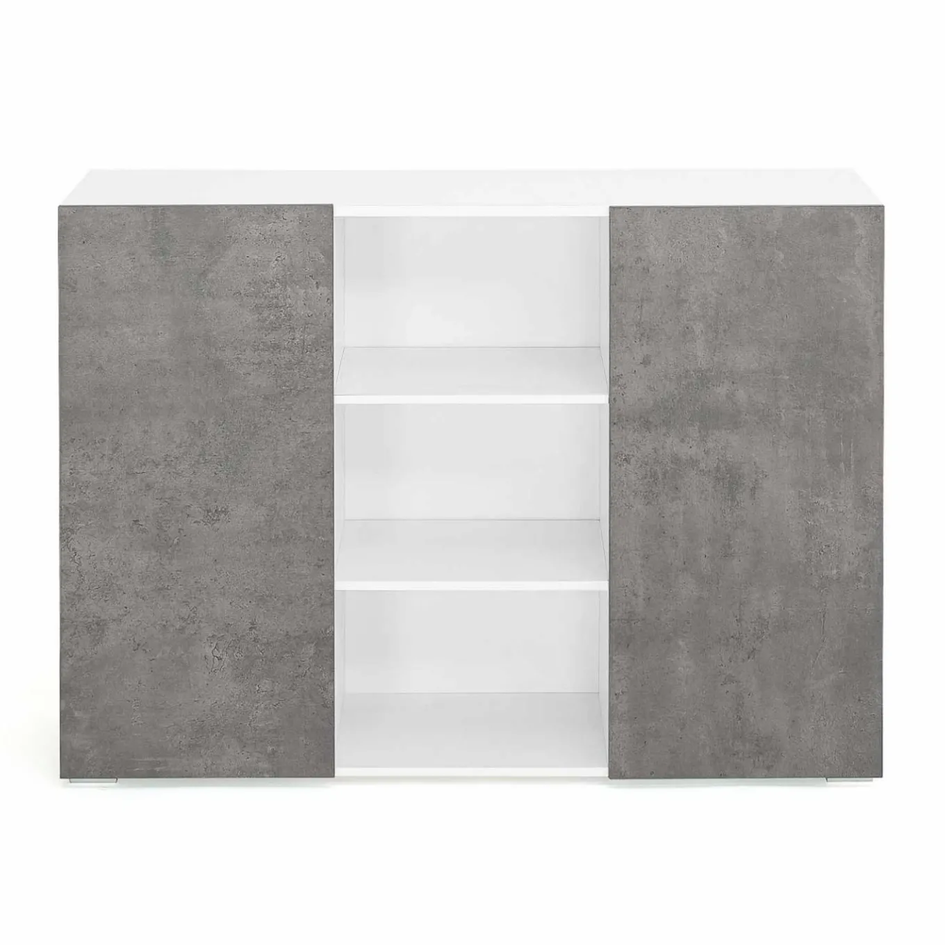 IDMarket Buffet effet béton et blanc 2 portes* Collection Design|Collection Contemporaine