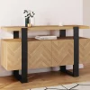 IDMarket Buffet effet chevrons et noir avec 4 portes 140 cm* Meubles En Bois|Collection Design