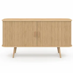 IDMarket Buffet en bois 140 cm effet lattes avec 2 portes coulissantes* Buffets|Salon Complet