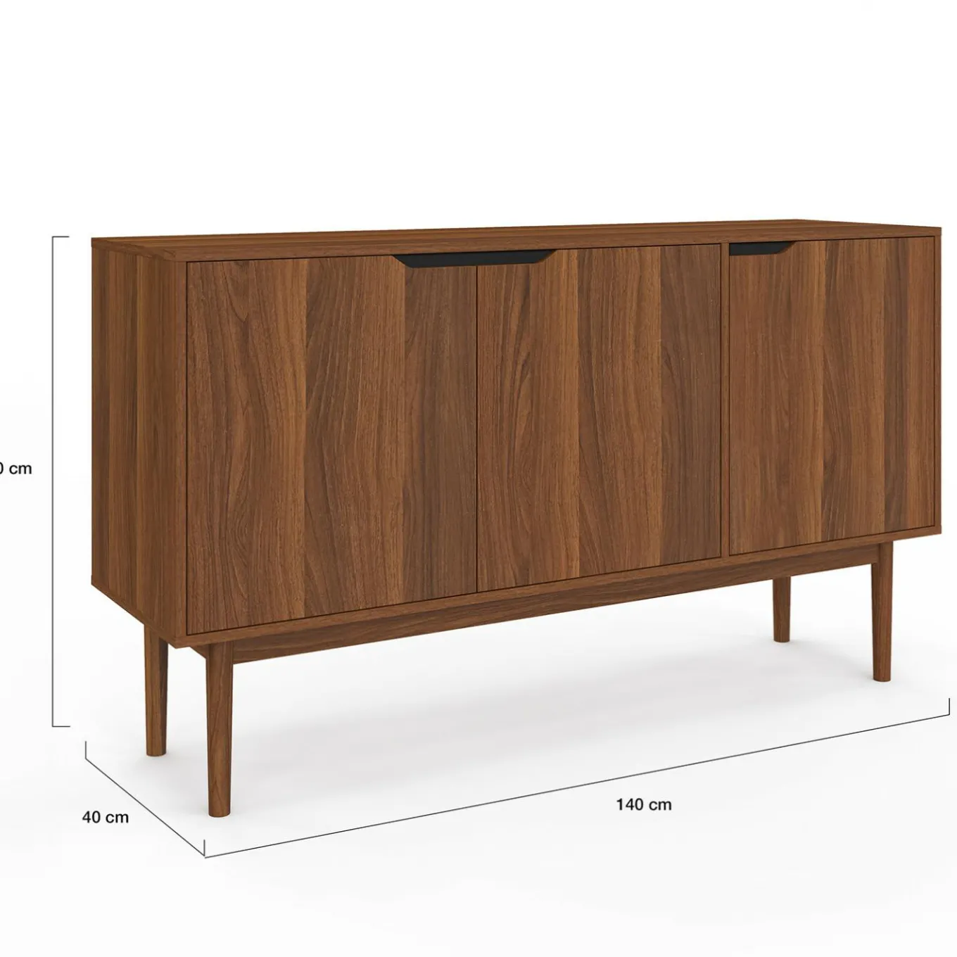 IDMarket Buffet en bois 140 cm vintage avec 3 portes effet noyer* Collection Vintage|Buffets