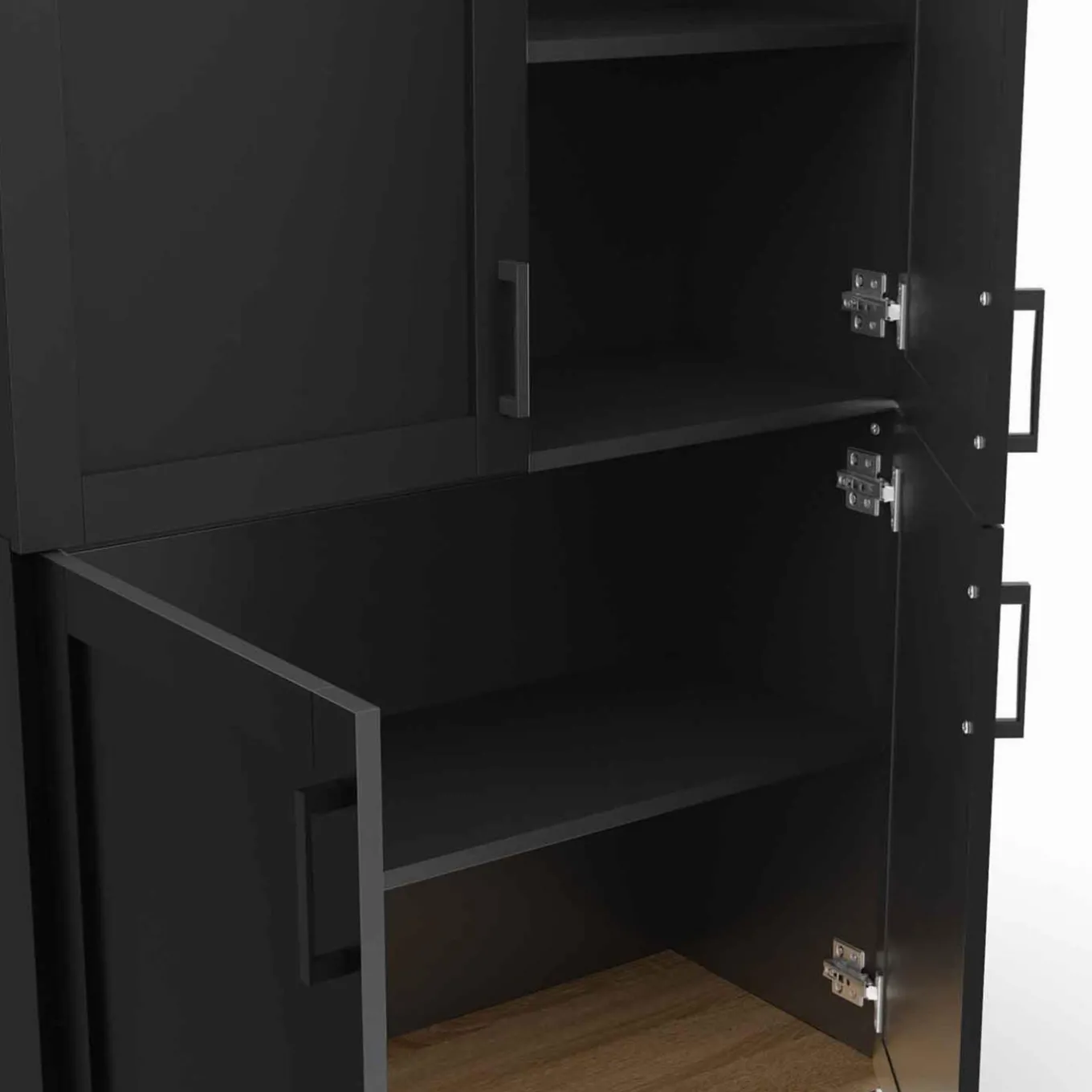 IDMarket Buffet haut noir et bois avec 4 portes 125 cm* Buffets|Salon Complet