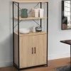 IDMarket Buffet haut style industriel 2 portes avec étagères* Collection Industrielle|Buffets De Cuisine