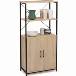 IDMarket Buffet haut style industriel 2 portes avec étagères* Collection Industrielle|Buffets De Cuisine