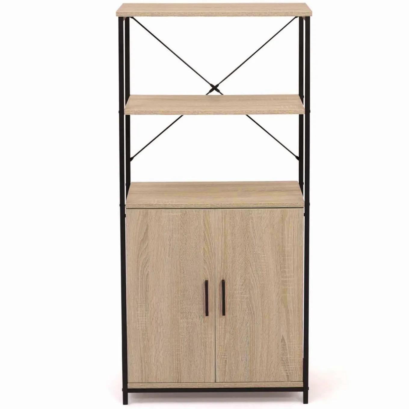 IDMarket Buffet haut style industriel 2 portes avec étagères* Collection Industrielle|Buffets De Cuisine