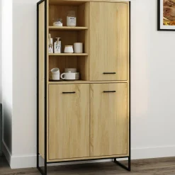 IDMarket Buffet haut style industriel 160 cm bois et métal avec rangement* Meubles Tiroirs|Collection Industrielle