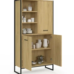 IDMarket Buffet haut style industriel 160 cm bois et métal avec rangement* Meubles Tiroirs|Collection Industrielle