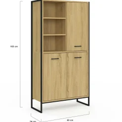 IDMarket Buffet haut style industriel 160 cm bois et métal avec rangement* Meubles Tiroirs|Collection Industrielle