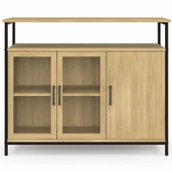 IDMarket Buffet industriel avec 2 portes vitrées et placards 100 cm* Buffets|Salle À Manger Complète