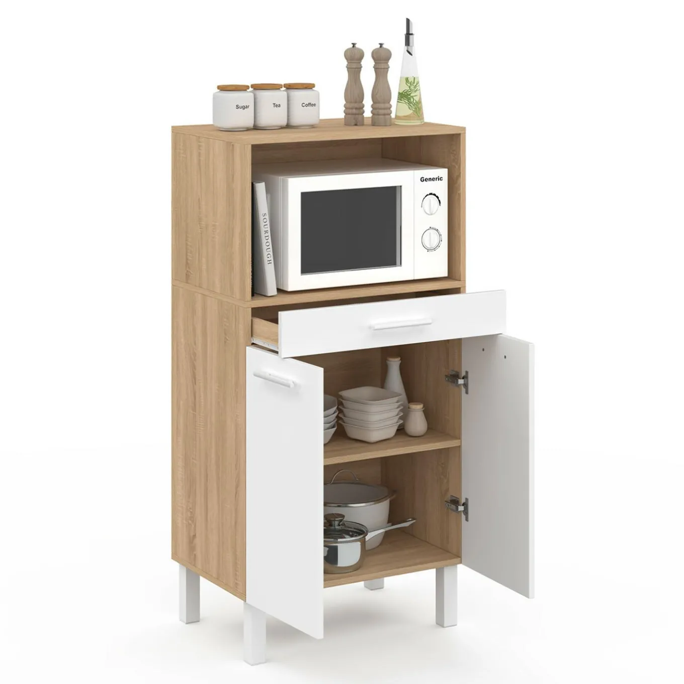 IDMarket Buffet mi-haut 60 cm 1 tiroir 2 portes blanc* Meubles Tiroirs|Collection Design