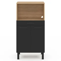 IDMarket Buffet mi-haut 60 cm 1 tiroir 2 portes noir* Meubles Tiroirs|Collection Design
