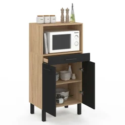 IDMarket Buffet mi-haut 60 cm 1 tiroir 2 portes noir* Meubles Tiroirs|Collection Design