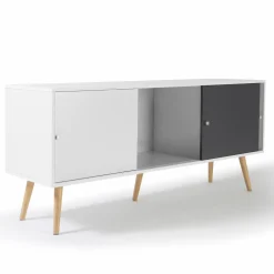 IDMarket Buffet scandinave bois blanc et gris EFFIE* Collection Scandinave|Salle À Manger Complète