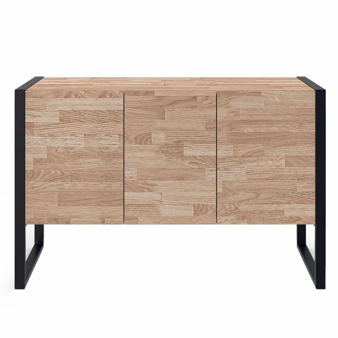 IDMarket Buffet style industriel 3 portes bois et noir surélevé* Collection Industrielle|Salle À Manger Complète