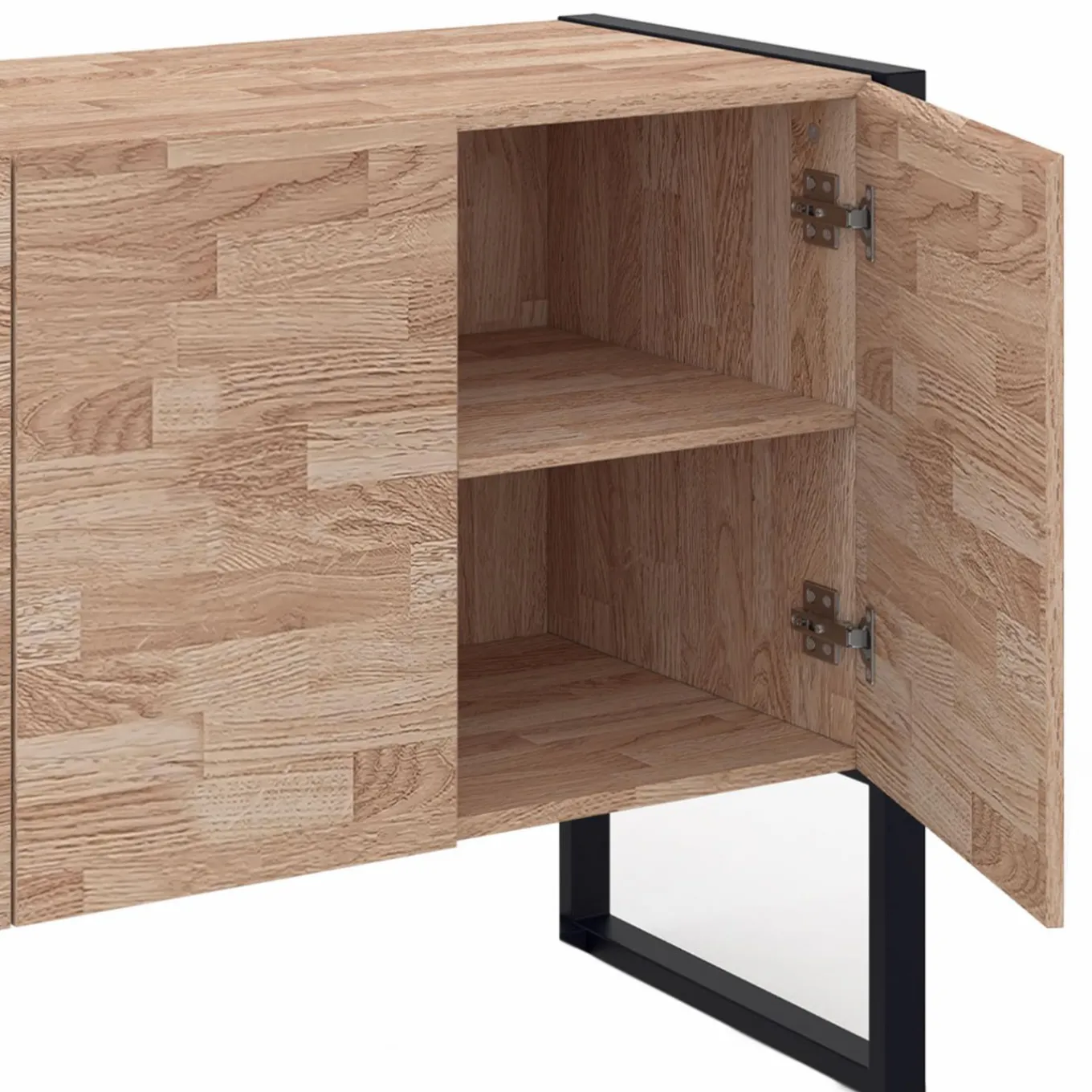 IDMarket Buffet style industriel 3 portes bois et noir surélevé* Collection Industrielle|Salle À Manger Complète