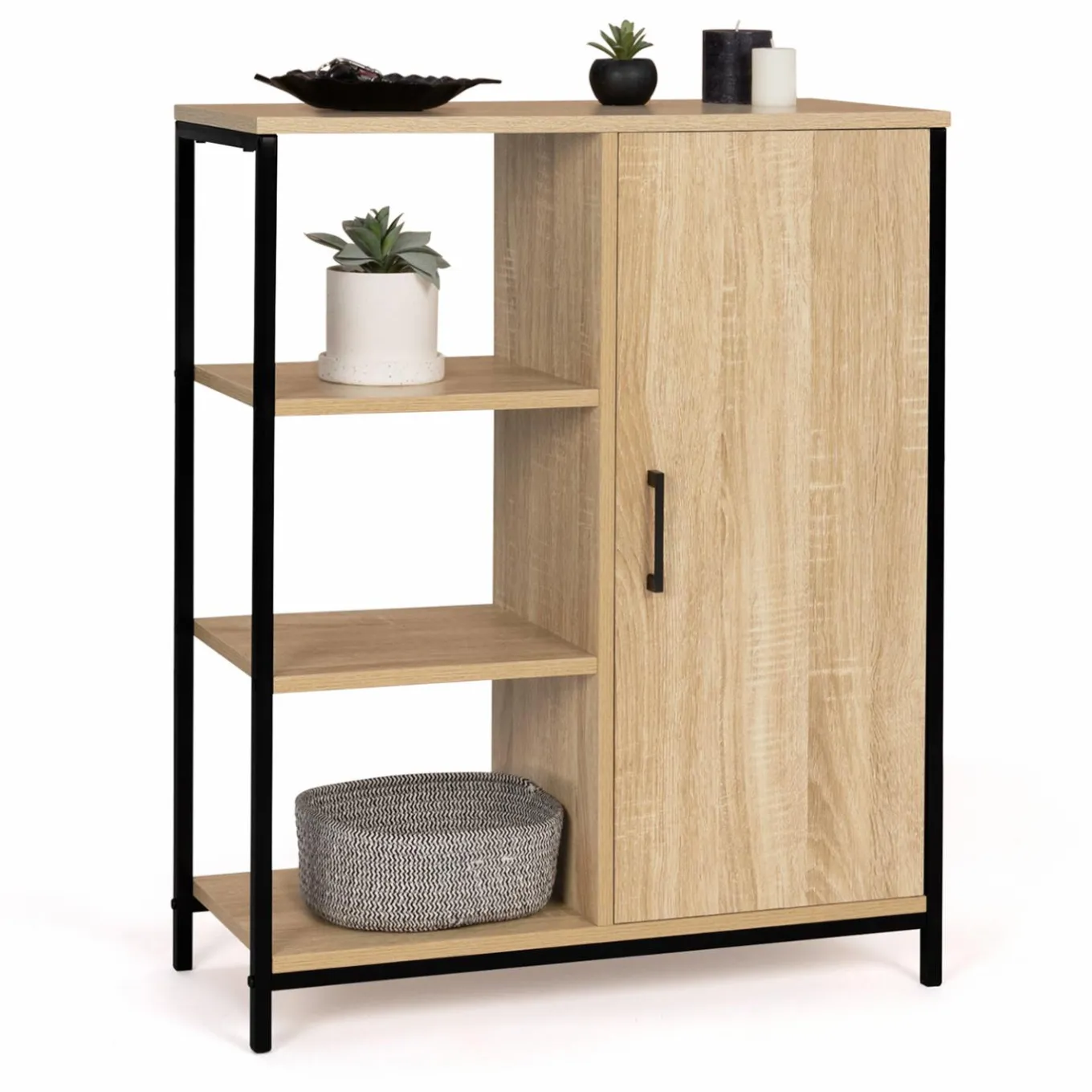 IDMarket Buffet style industriel avec étagères et placard* Collection Télétravail|Collection Industrielle