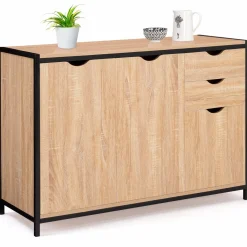 IDMarket Buffet style industriel bois et métal noir 110 cm* Meubles Tiroirs|Meubles Bas