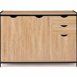 IDMarket Buffet style industriel bois et métal noir 110 cm* Meubles Tiroirs|Meubles Bas
