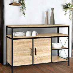 IDMarket Buffet style industriel bois et métal noir 100 cm* Meubles Bas|Meubles En Bois