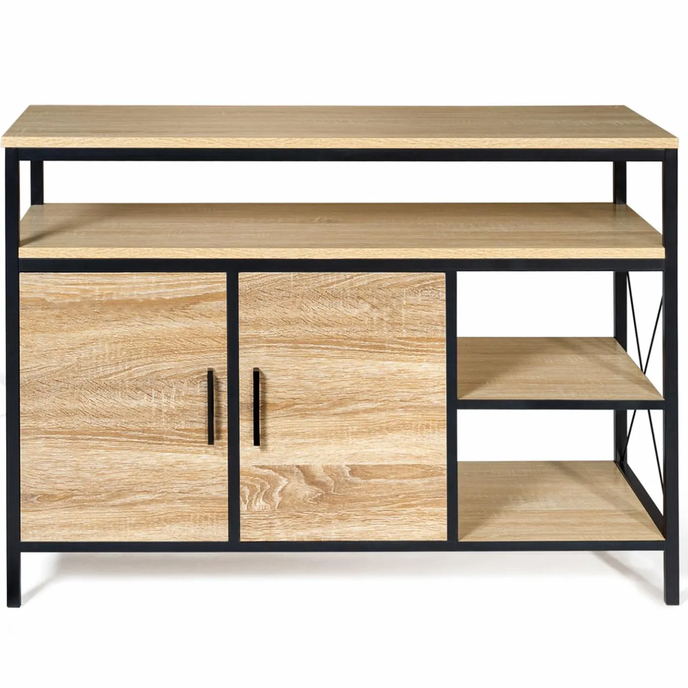 IDMarket Buffet style industriel bois et métal noir 100 cm* Meubles Bas|Meubles En Bois