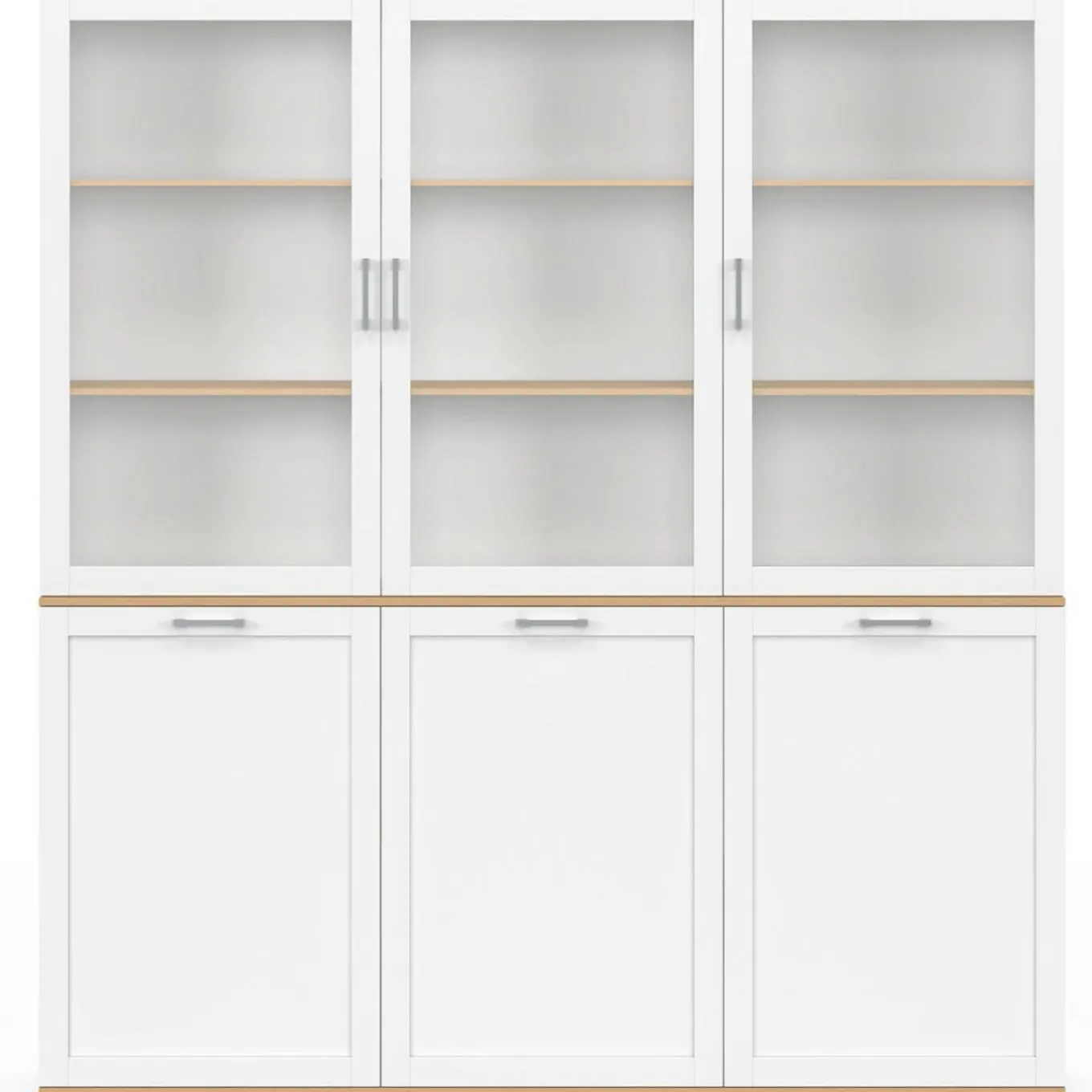 IDMarket Buffet vaisselier 160 cm meuble de cuisine 6 portes blanc et bois* Meubles Blancs|Meubles En Bois