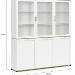 IDMarket Buffet vaisselier 160 cm meuble de cuisine 6 portes blanc et bois* Meubles Blancs|Meubles En Bois
