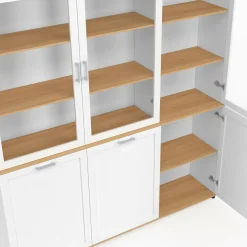 IDMarket Buffet vaisselier 160 cm meuble de cuisine 6 portes blanc et bois* Meubles Blancs|Meubles En Bois