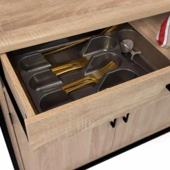 IDMarket Buffet vaisselier industriel 120 cm 6 portes 1 tiroir* Meubles Tiroirs|Meubles Hauts