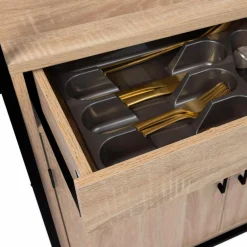 IDMarket Buffet vaisselier industriel 80 cm 4 portes 1 tiroir* Meubles Tiroirs|Meubles Hauts