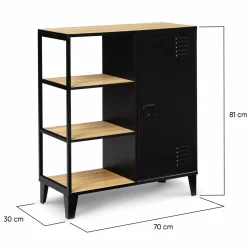 IDMarket Buffet vestiaire métallique noir et plateaux bois* Collection Métal|Collection Scandinave