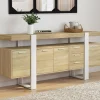 IDMarket Buffet XXL bois et blanc industriel 180 cm 4 portes 3 tiroirs* Buffets|Salon Complet