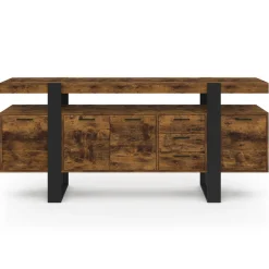 IDMarket Buffet XXL bois et noir à l’effet vieilli de 180 cm avec 4 portes et 3 tiroirs* Buffets|Salon Complet