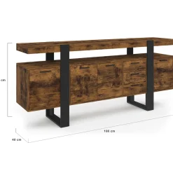 IDMarket Buffet XXL bois et noir à l’effet vieilli de 180 cm avec 4 portes et 3 tiroirs* Buffets|Salon Complet