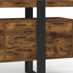 IDMarket Buffet XXL bois et noir à l’effet vieilli de 180 cm avec 4 portes et 3 tiroirs* Buffets|Salon Complet