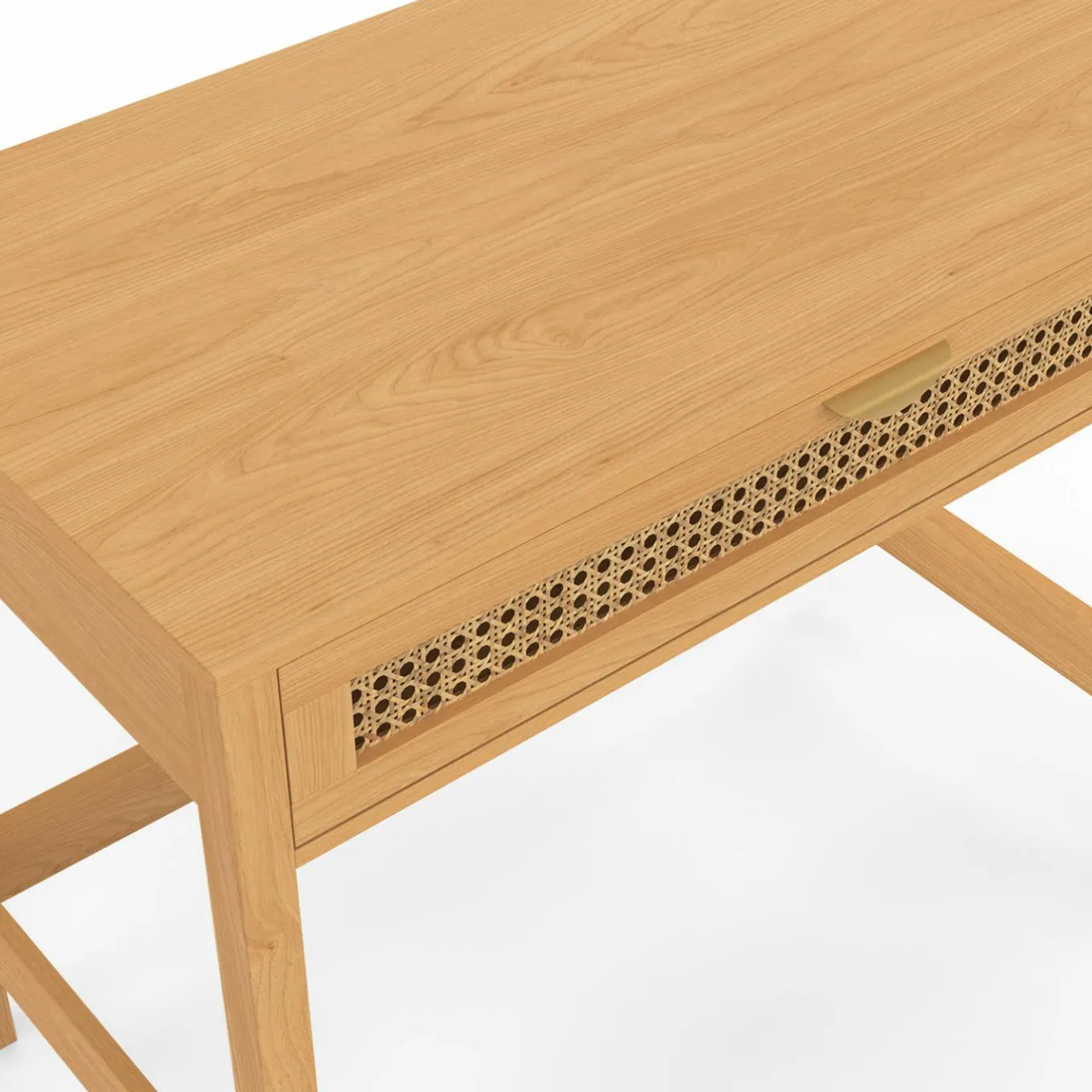 IDMarket Bureau 1 tiroir bois et cannage 90*50* Meubles En Bois|Bureaux Design