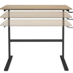 IDMarket Bureau assis debout à manivelle hauteur réglable 70 - 120 cm bois façon hêtre et noir* Meubles En Bois|Bureaux Design