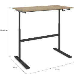 IDMarket Bureau assis debout à manivelle hauteur réglable 70 - 120 cm bois façon hêtre et noir* Meubles En Bois|Bureaux Design